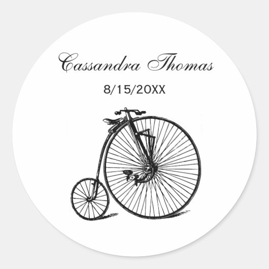 Vintages Velocipede Penny Farthing Fahrrad Runder Aufkleber (Vorderseite)