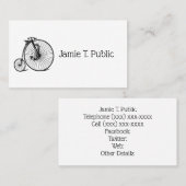 Vintages Velocipede Penny Farthing Fahrrad Visitenkarte (Vorne/Hinten)