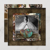 Vintages Veloursleder-Foto des Quinceanera Einladung (Vorne/Hinten)