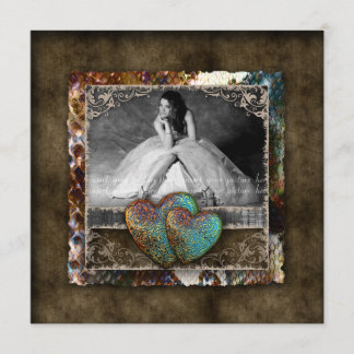 Vintages Veloursleder-Foto des Quinceanera Einladung