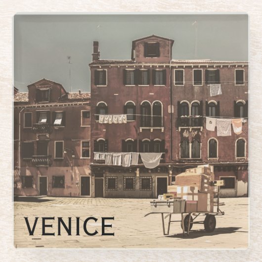 Vintages Venedig Glasuntersetzer (Vorderseite)
