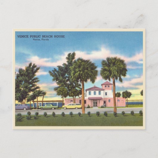 Vintages Venedig, öffentlicher Strand von Florida Postkarte (Vorderseite)