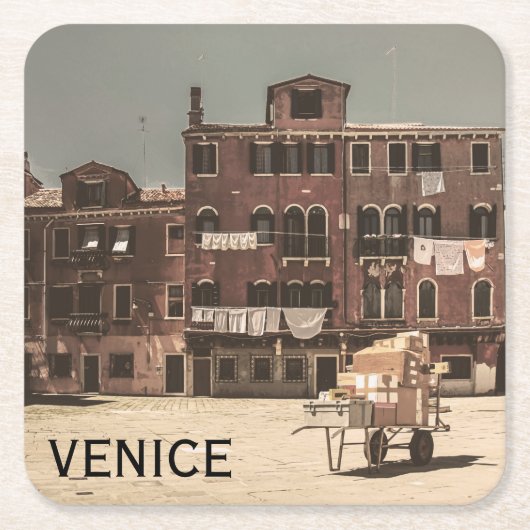 Vintages Venedig Rechteckiger Pappuntersetzer (Vorderseite)
