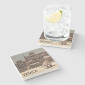 Vintages Venedig Steinuntersetzer (Seitenansicht)