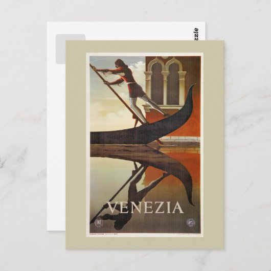 Vintages venezianisches Reiseplakat Postkarte (Vorne/Hinten)