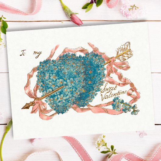 Vintages Vergessen-Ich-Nicht-Herz Postkarte