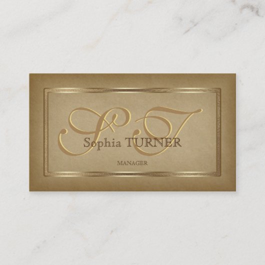 Vintages, vergoldetes, altes Papier Visitenkarte (Vorderseite)