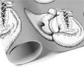 VINTAGES VERPACKEN-HANDSCHUHE (GRAUES) GESCHENKPAPIER (Rolleneckpunkt)