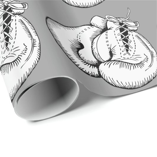 VINTAGES VERPACKEN-HANDSCHUHE (GRAUES) GESCHENKPAPIER (Rolleneckpunkt)