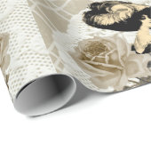 Vintages Verpackungs-Papier Damen-Ivory Lace Geschenkpapier (Rolleneckpunkt)