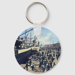 Vintages Verschiffen Yokohama-Hafen-Japans 横浜 Schlüsselanhänger