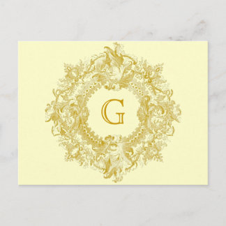 Vintages Verziertes Gold Geblüht Kranz Postkarte