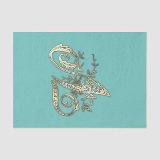 Vintages Verziertes Gold Monogram V-Tissue Paper Seidenpapier (Vorderseite)
