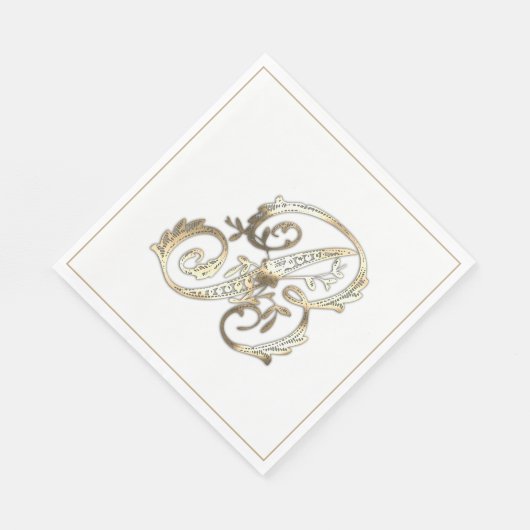 Vintages Verziertes Gold Monogramm B Serviette (Ecke)
