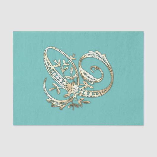 Vintages Verziertes Gold-Monogramm-C-Tissue Paper Seidenpapier (Vorderseite)