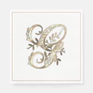 Vintages Verziertes Gold Monogramm G Serviette