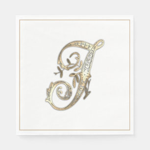 Vintages Verziertes Gold Monogramm J Serviette