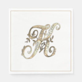 Vintages Verziertes Gold Monogramm K Serviette