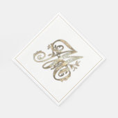 Vintages Verziertes Gold Monogramm m Serviette (Ecke)