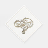 Vintages Verziertes Gold Monogramm R Serviette (Ecke)