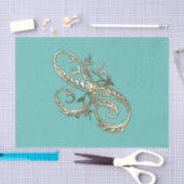 Vintages Verziertes Gold Monogramm S-Tissue Paper Seidenpapier (Handwerk)