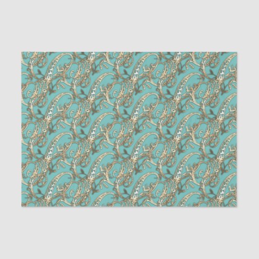 Vintages Verziertes Gold Monogramm S-Tissue Paper Seidenpapier (Vorderseite)