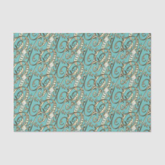 Vintages Verziertes Gold Monogramm U-Tissue Paper Seidenpapier (Vorderseite)