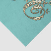 Vintages Verziertes Gold Monogramm U-Tissue Paper Seidenpapier (Ausschnitt)