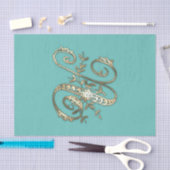 Vintages Verziertes Gold Monogramm U-Tissue Paper Seidenpapier (Handwerk)