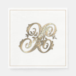 Vintages Verziertes Gold Monogramm X Serviette