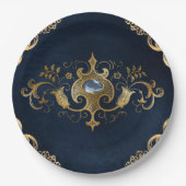 Vintages Verziertes Gold Pappteller (Vorderseite)