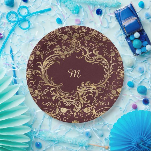 Vintages Verziertes Gold Pappteller (Party)