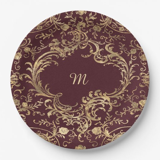 Vintages Verziertes Gold Pappteller (Vorderseite)