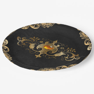 Vintages Verziertes Gold Pappteller