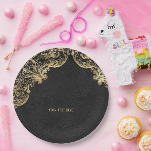 Vintages Verziertes Gold Pappteller (Party)