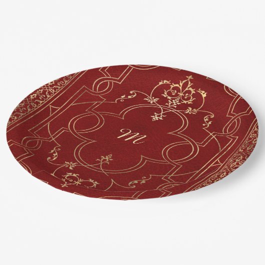 Vintages Verziertes Gold Pappteller (Schrägansicht)