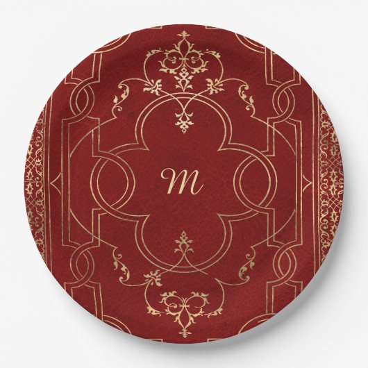 Vintages Verziertes Gold Pappteller (Vorderseite)