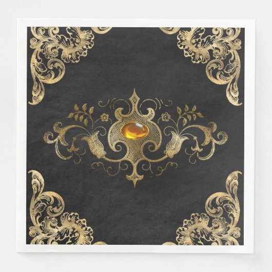 Vintages Verziertes Gold Serviette (Vorderseite)