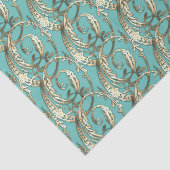 Vintages Verziertes Goldmonogramm Seidenpapier (Ausschnitt)