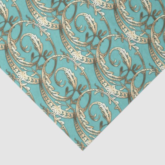 Vintages Verziertes Goldmonogramm Seidenpapier (Ausschnitt)