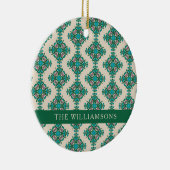 Vintages Verziertes Jugendstil-Grün Personalisiert Keramik Ornament (Rechts)