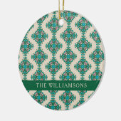 Vintages Verziertes Jugendstil-Grün Personalisiert Keramik Ornament (Links)