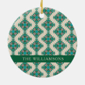 Vintages Verziertes Jugendstil-Grün Personalisiert Keramik Ornament (Hinten)
