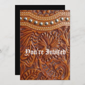 Vintages verziertes Leder des Westernlandes Muster Einladung (Vorne/Hinten)