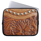 Vintages verziertes Leder des Westernlandes Muster Laptopschutzhülle (Vorderseite)