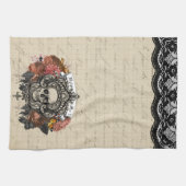 Vintages Verziertes Skull Halloween Küchentuch (Horizontal)