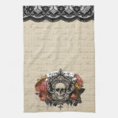 Vintages Verziertes Skull Halloween Küchentuch (Vertikal)