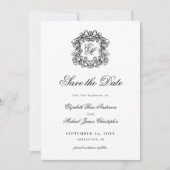 Vintages Verziertes Wappen Monogramm Hochzeit Save The Date (Vorderseite)