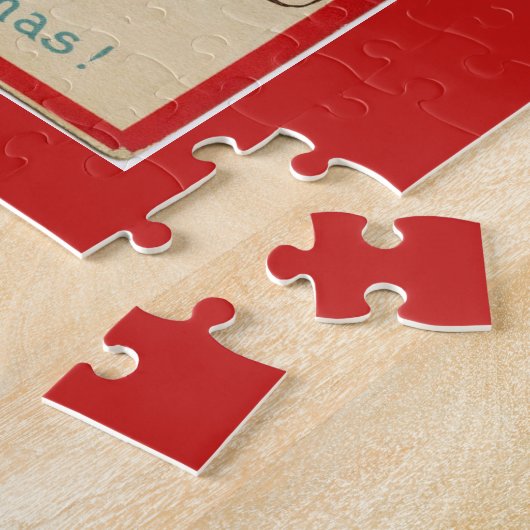 Vintages verziertes Weihnachtsbaum-Rot Puzzle (Seite)