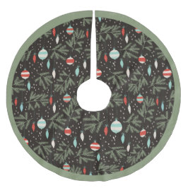 Vintages Verzierungs-Schwarz-rotes gemustertes Polyester Weihnachtsbaumdecke